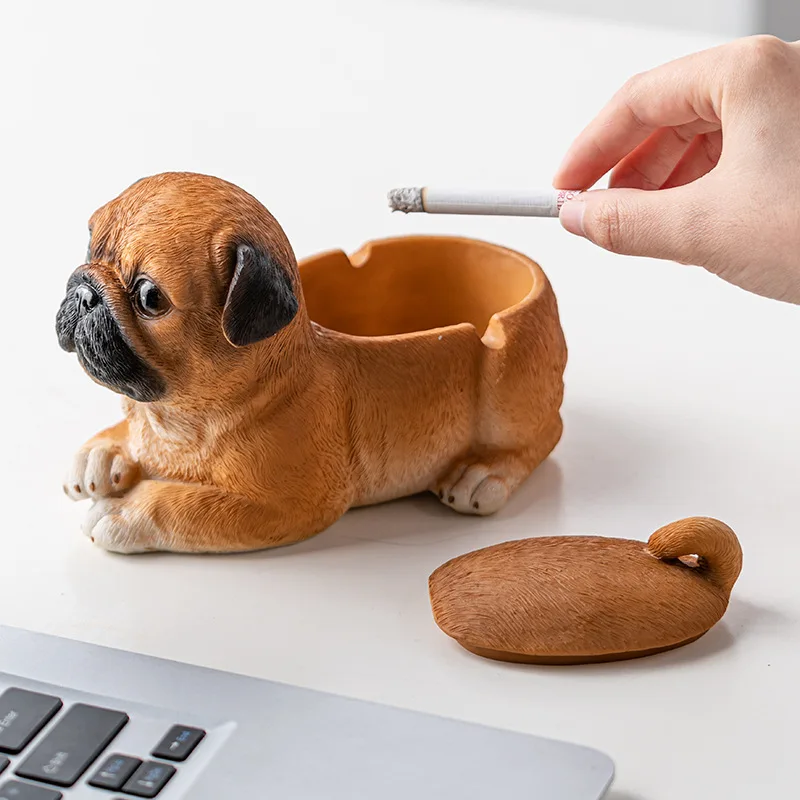 Creative Ashtray Home Living Room High-end Feeling with Cover and Anti Flying Greyhound Ornament