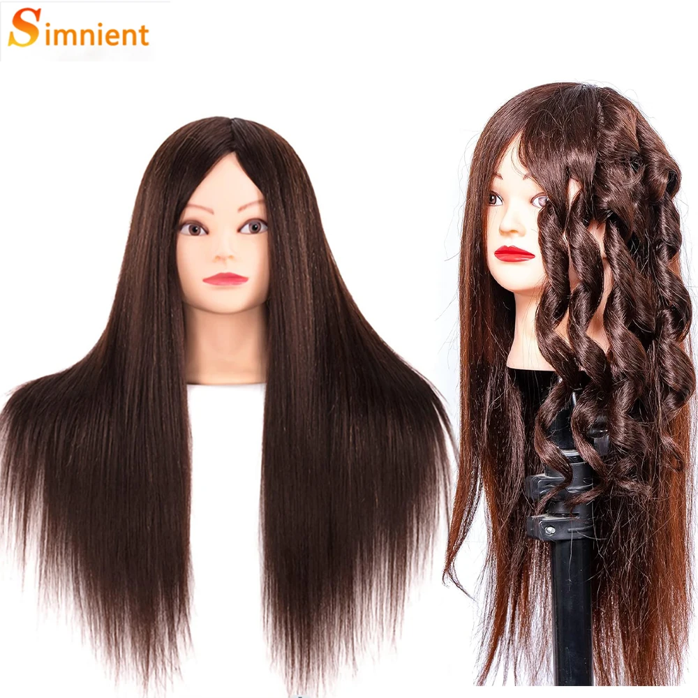 

85%Real Hair Doll Head For Hairstyle Professional Training Head Kit Mannequin Head Styling To Practice Hot Curl Iron Straighten