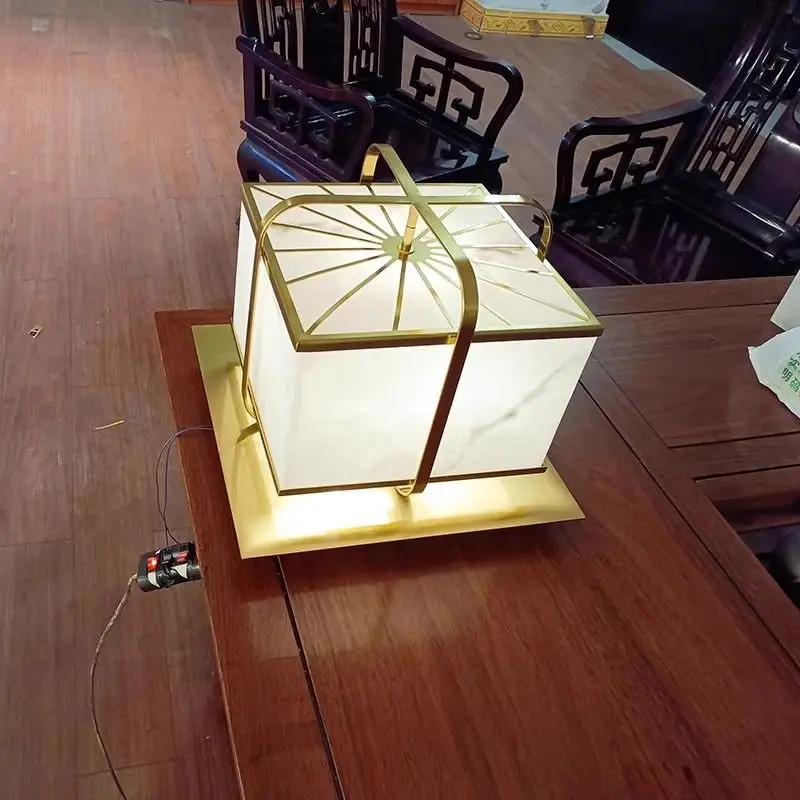 Lampu kepala luar ruangan kaca persegi mewah imitasi marmer dekorasi sederhana cahaya ambient