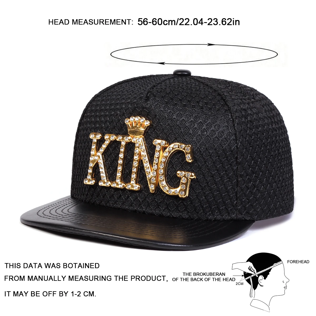 Unisex Metal Letter Labels KING Hip-hop Hats Fashion Spring Autumn Outdoor Adjustable Casual Baseball Caps Sunscreen Hat