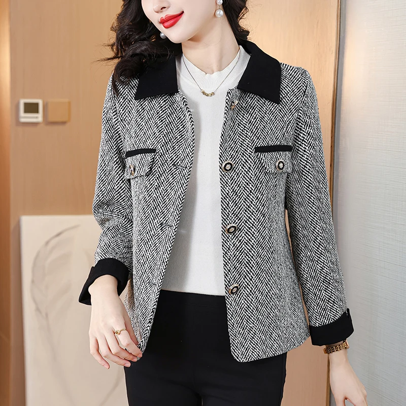 UNXX Real Shot High-end Elegant Woolen Suit Jacket Women's Autumn and Winter New Plus Size Stylish Casual Short Top High Quality