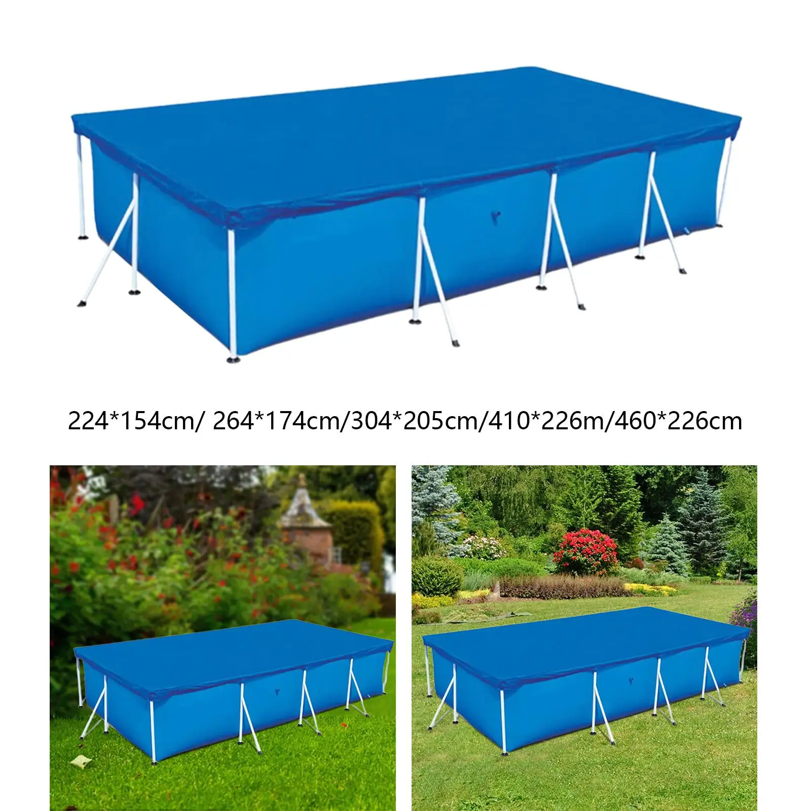 Rectangle Pool Cover Waterproof PE Foldable Inflatable Pool Cover for above Ground Pool Family Pool Cover Outdoor Paddling