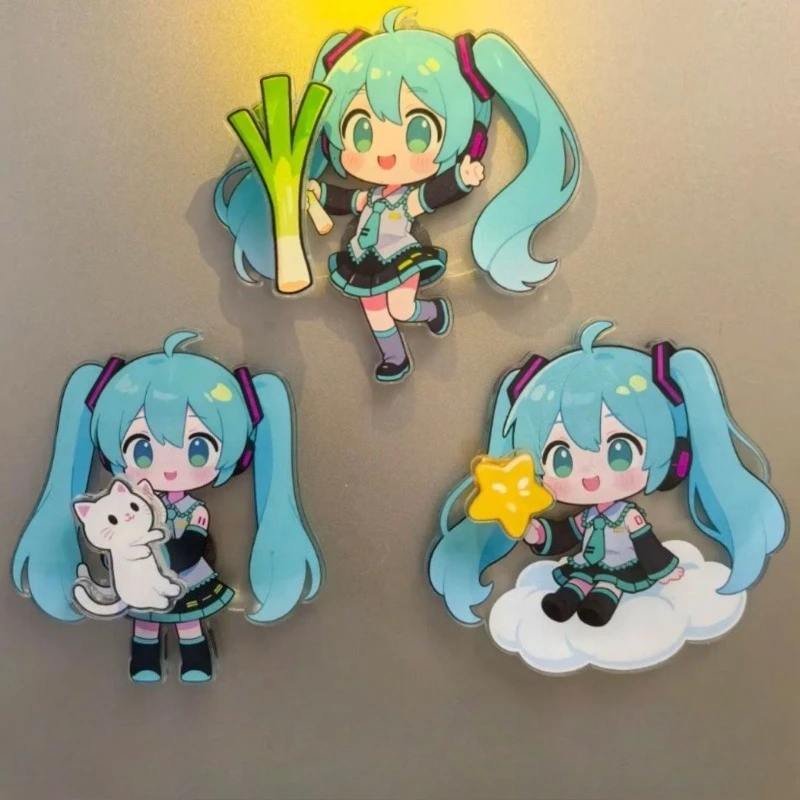 Hatsune Miku rotating refrigerator magnet creative Hatsune Miku decorative sticker acrylic exquisite refrigerator magnet gift