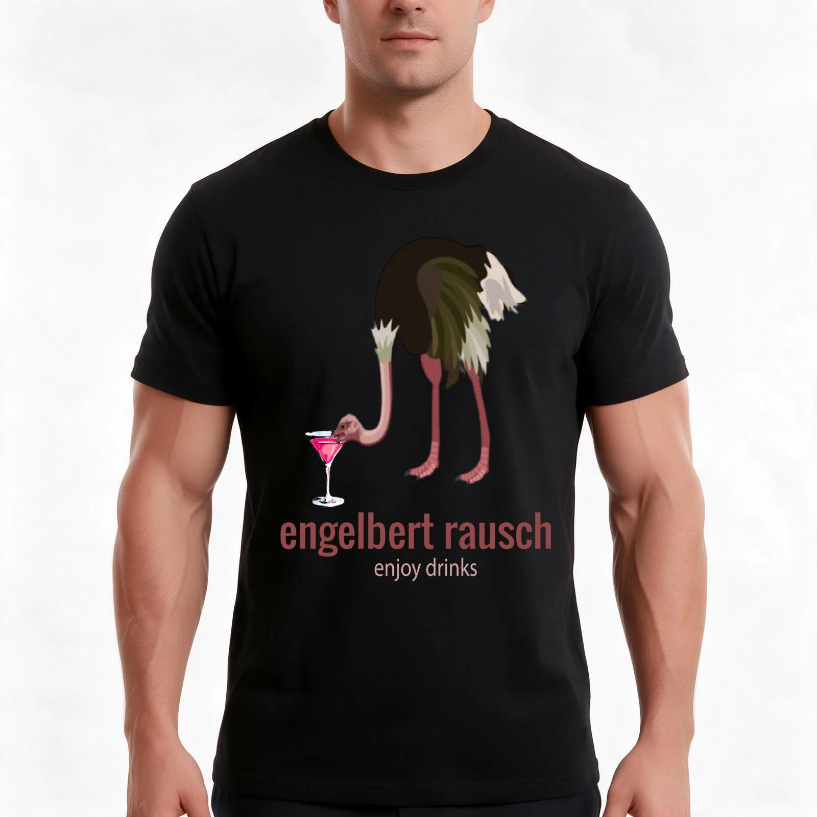 Engelbert Rausch Enjoy Drinks T-Shirt Summer Casual Cotton Tee Oversized Streetwear Tops Vintage Graphic Print 100% Cotton