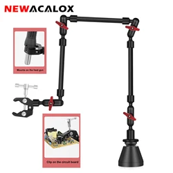 NEWACALOX Soldering Third Hand Tool PCB Fixture Clips Heat Gun Stand Rework Station Tool Helping Hands with Magnetic Base