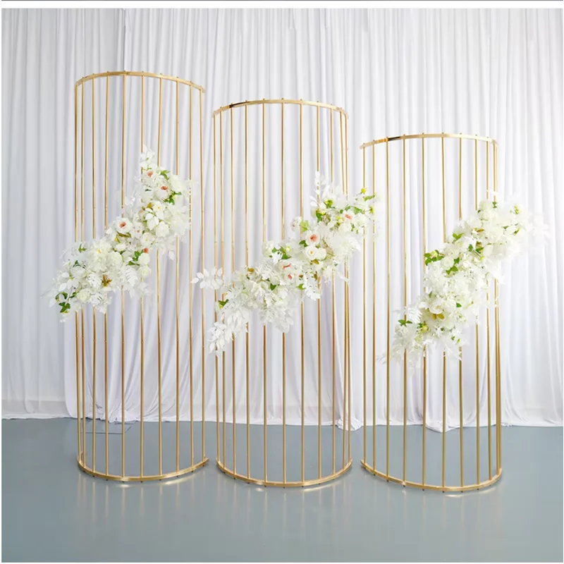 1 Stück Hochzeitsbühnen-Wanddekoration Aktivitätspaneel, halbkreisförmiger Blumenständer aus vergoldetem Metall, Hochzeitsbogen – Detail 3