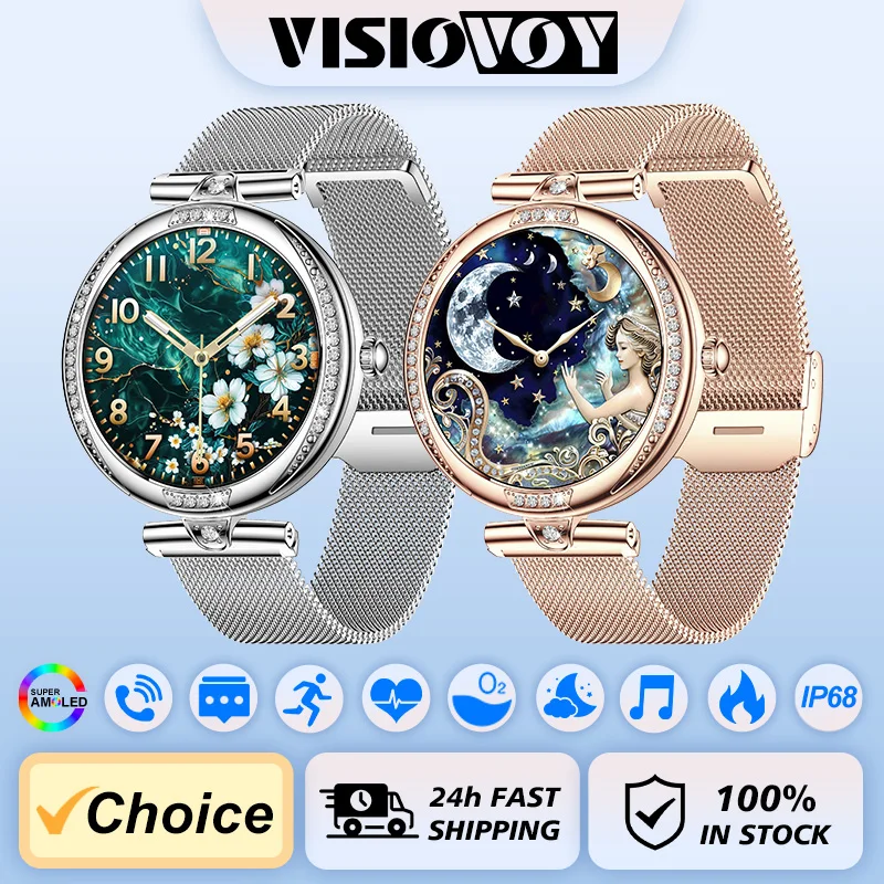 

Visiovoy Rosegold Smart Watch For Lady Bluetooth Call 100+Sports Mode Fitness Women Smartwatch DIY Dials For IOS Android NX17PRO