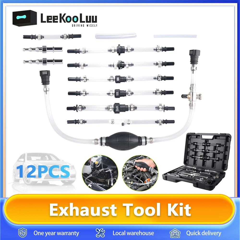 Leekooluu Strumento per pompa manuale Sistema di alimentazione diesel Filtro di spurgo Kit di strumenti per pompa di scarico per Land Rover Ford Transit Citroen Pompa per vuoto