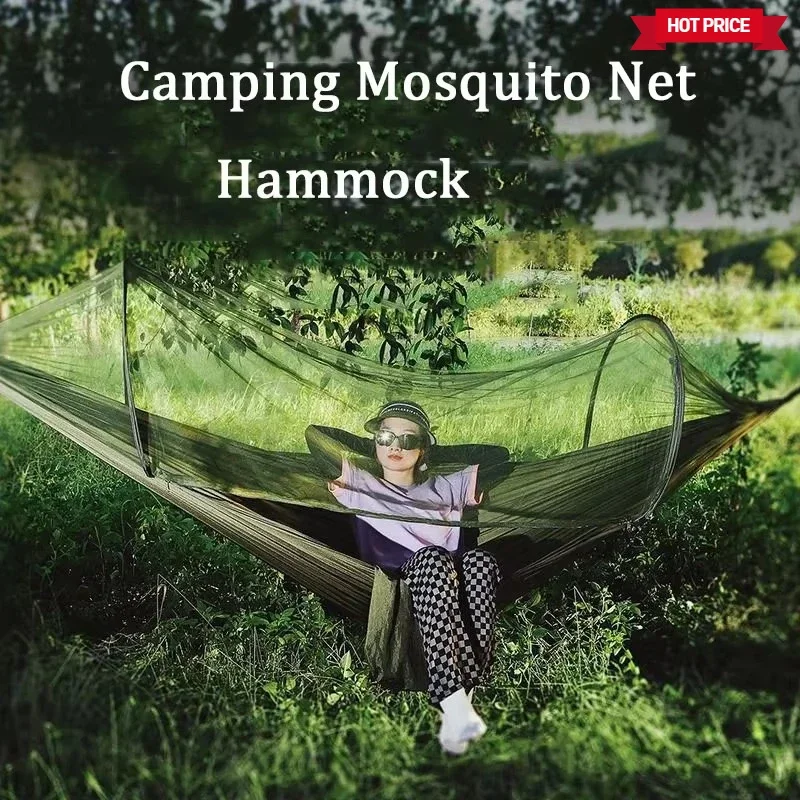 أرجوحة التخييم مع لفة الوقاية من البعوض صافي التخييم النايلون المحمولة كرسي هزاز في الهواء الطلق صافي أرجوحة في الهواء الطلق #3