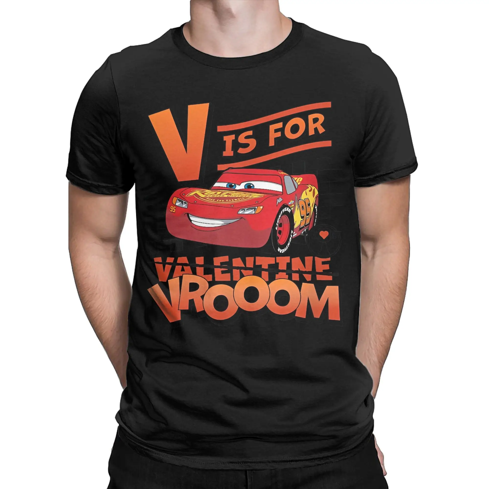 

Lightning Mcqueen Cars T-Shirt Men Vintage 100% Cotton Tees Round Neck Short Sleeve T Shirt Printed Clothing