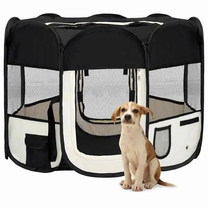 Faltbarer Hundezwinger mit Tasche, Schwarz, 90x90x58 cm Warm Waterproof Dog House Outdoor Indoor Pet Shelter