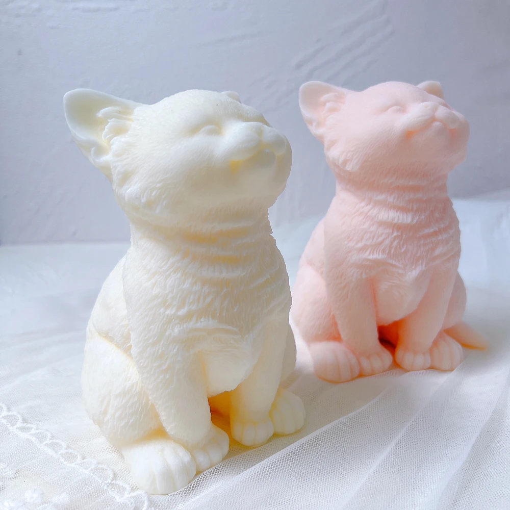 Imagem -02 - Silicone Cat Candle Mold para Home Decor Teddy Puppies Molde de Cera de Soja Animal Fofo Gatos Amante