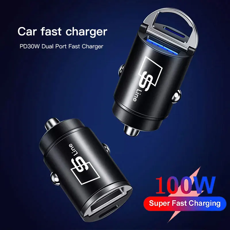 Car USB charger 100W accessory tool For Audi Sline A1 A2 A3 A4 A5 A6 A7 A8 Q1 Q2 Q3 Q4 Q5 Q6 Q7 Q8 TT RS3 S5 B8 Quattro C6 B9 B6