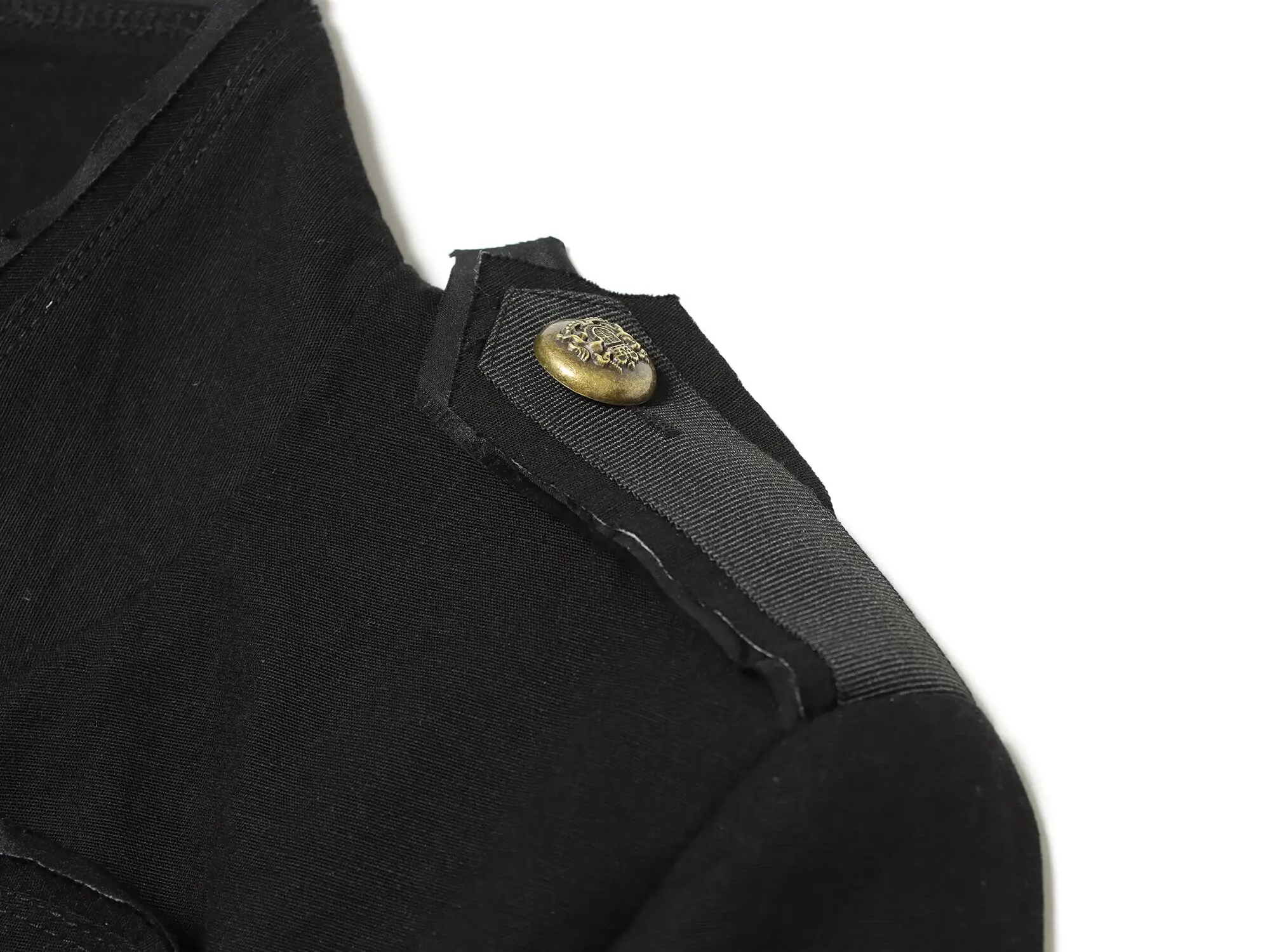 TFMLN Neue Damen Napoleon-Jacke mit Schrägknöpfung, Stehkragen, Asymmetrischer Kurzmantel, Frühjahrs-Neuheit, Retro-Chic Oberbekleidung für Frauen – Detail 5
