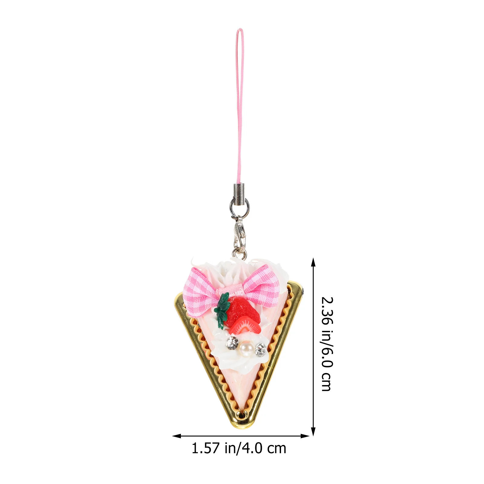5 Stück Erdbeerkuchen-Schlüsselanhänger, PVC-Material, langlebig, klein, hell, bunt, lustig, Schlüsselanhänger, dekorativer Charme, Schlüsselanhänger, Kuchen