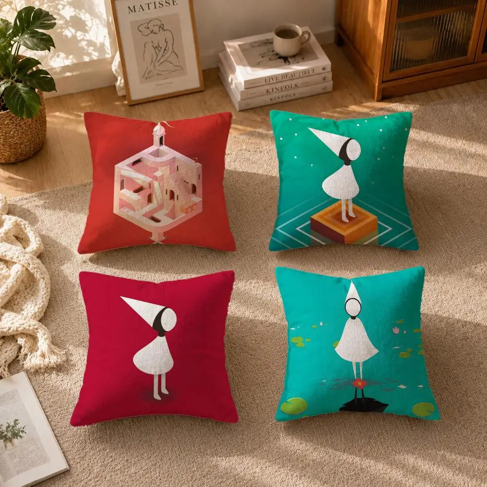 Game-Monument ValleyS Cushion Cover Soft Short Plush Zippered Cushion Covers 40/45/50cm Square Decor for Sofa Home