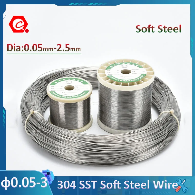 2/5/10/30 Meters 304 Stainless Steel Soft Steel Wire Diameter 0.05-2.5mm Single Strand Lashing Soft Iron Wire Rustproof