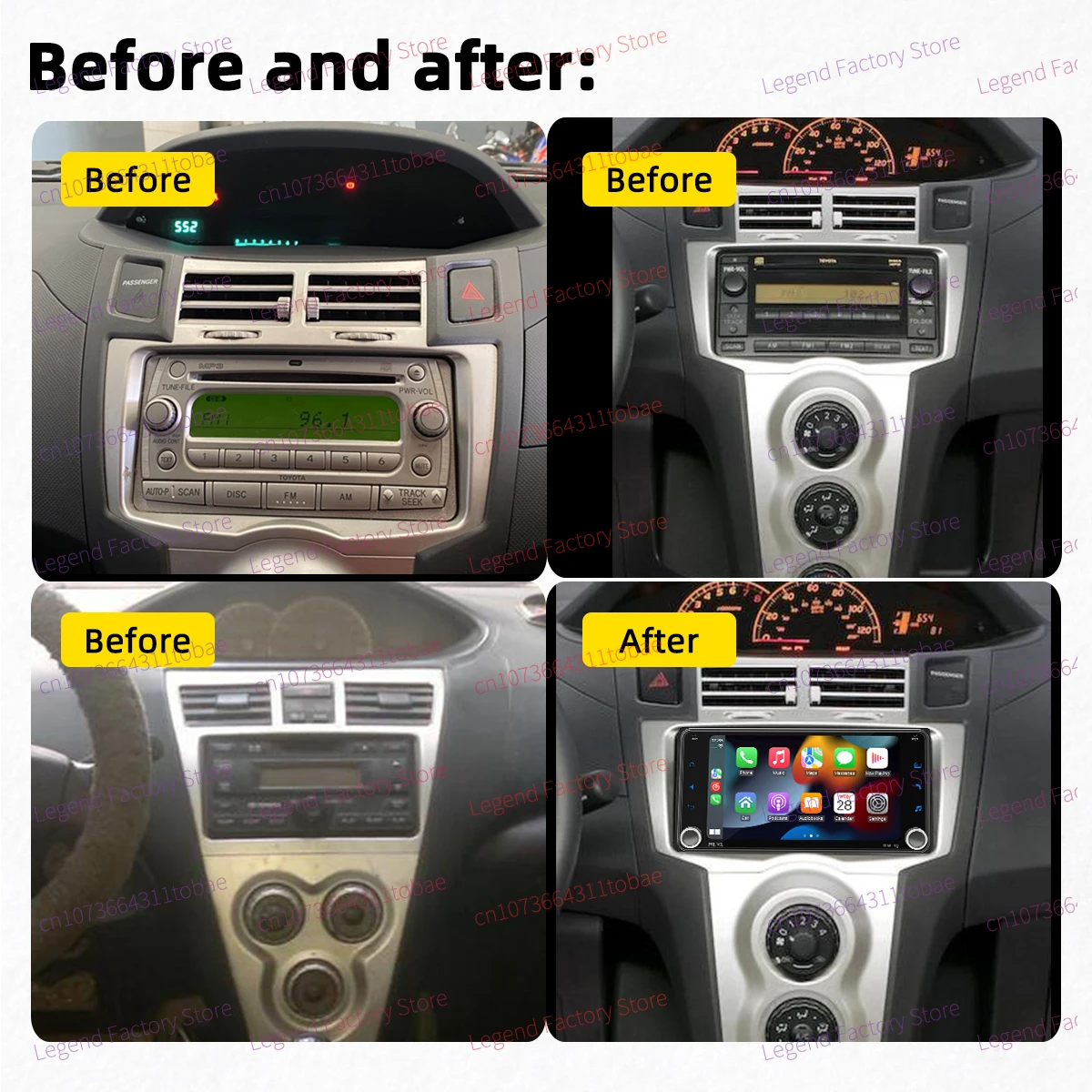 Беспроводная автомобильная мультимедийная 2Din Carplay Android для Toyota Yaris 2 Vios Sedan Belta XP90 2006-2012, головное устройство, 7-дюймовый экран, стерео Беспроводная автомобильная мультимедийная 2Din Carplay Android для Toyota Yaris 2 Vios Sedan Belta XP90 2006-2012, головное устройство, 7-дюймовый экран, стерео