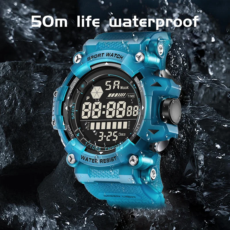 LIGE 남자 시계 최고 브랜드 럭셔리 FOXBOX 야외 스포츠 LED 디지털 시계 빛나는 방수 달력 전자 시계 남성용