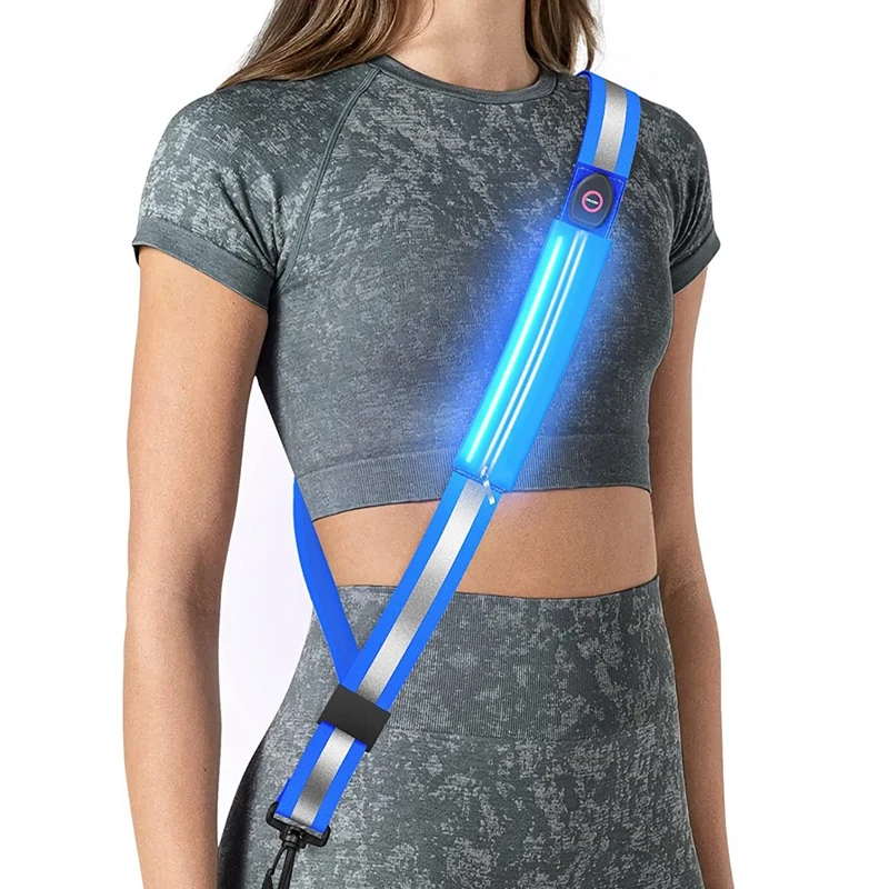 LED Reflective Belt Sash For Walking At Night,Rechargeable LED Light Up Running Belt For Runners Walkers