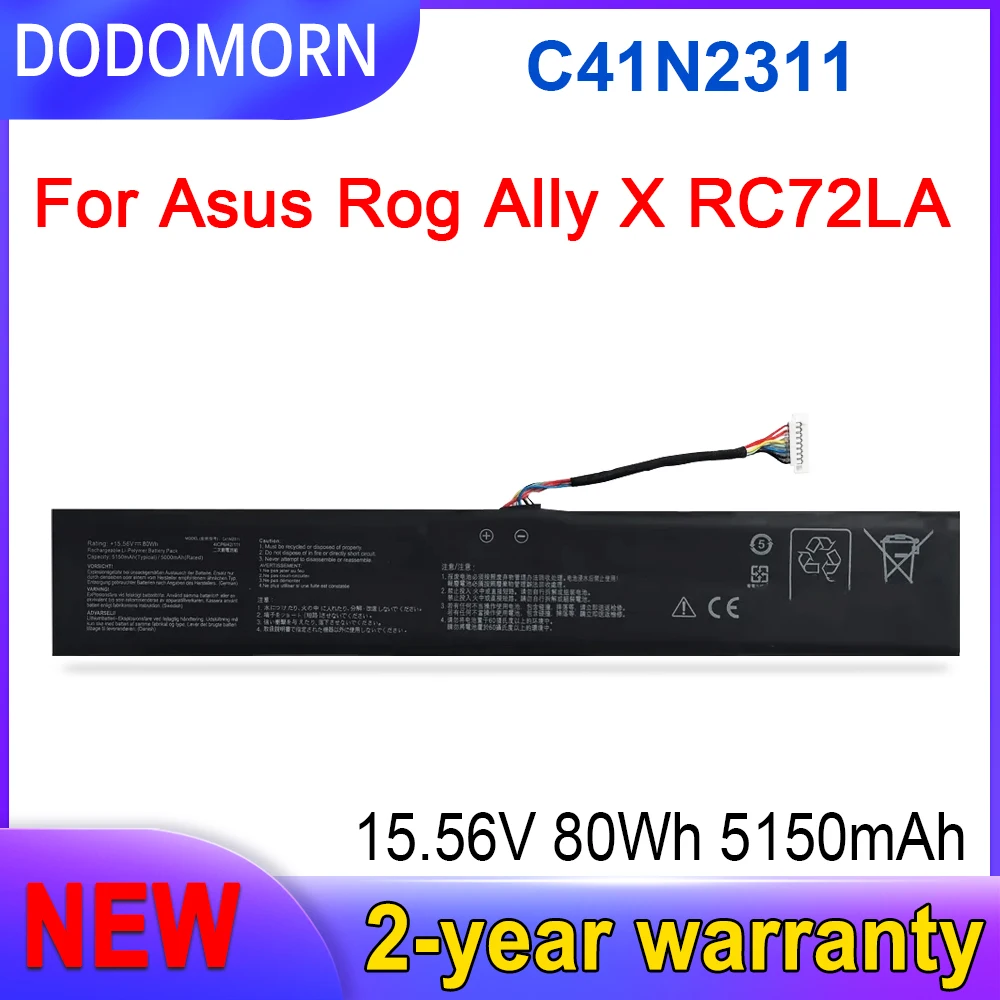 

DODOMORN 15.56V C41N2311 Laptop Battery For Asus Rog Ally X RC72LA 80Wh High Capacity Gaming Replacement Battery