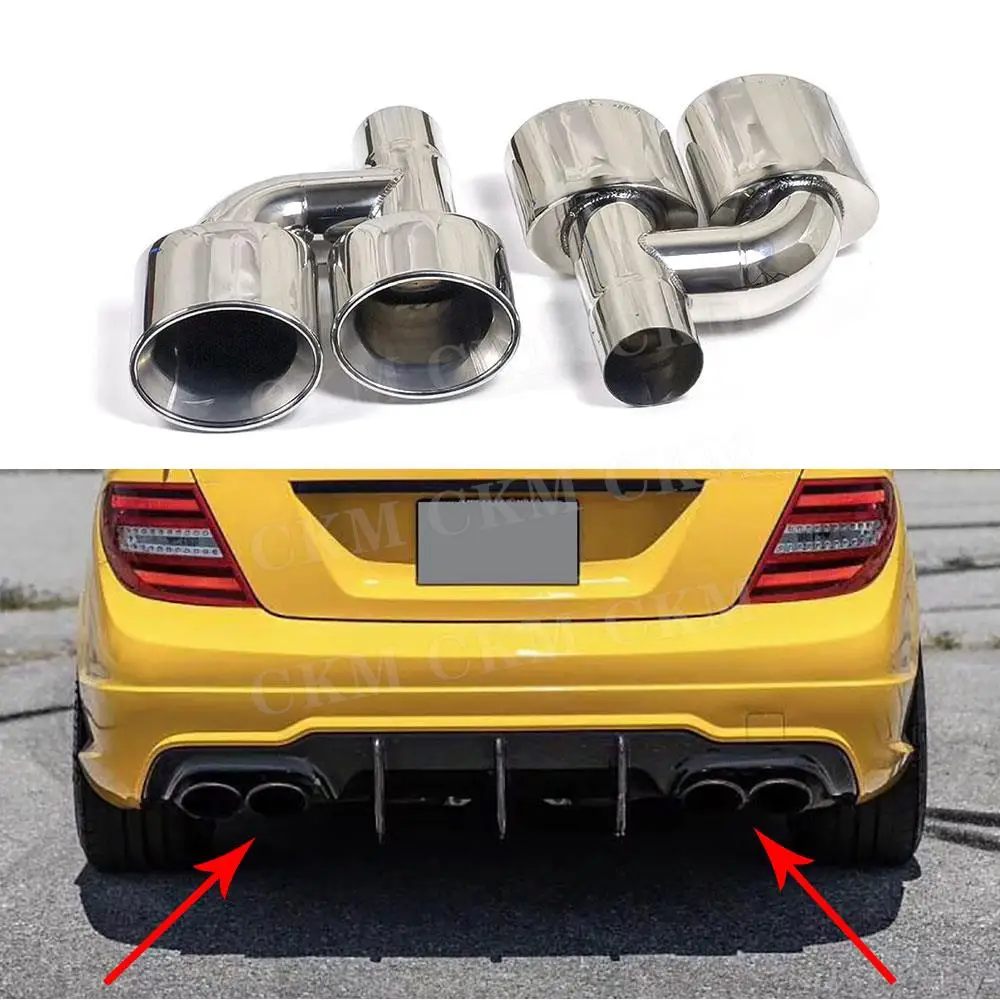 Stainless Steel Exhaust Muffler Tailpipe Tips For Mercedes Benz C E Class W204 C63 AMG C300 W212 E63 AMG Car Accessories Muffler