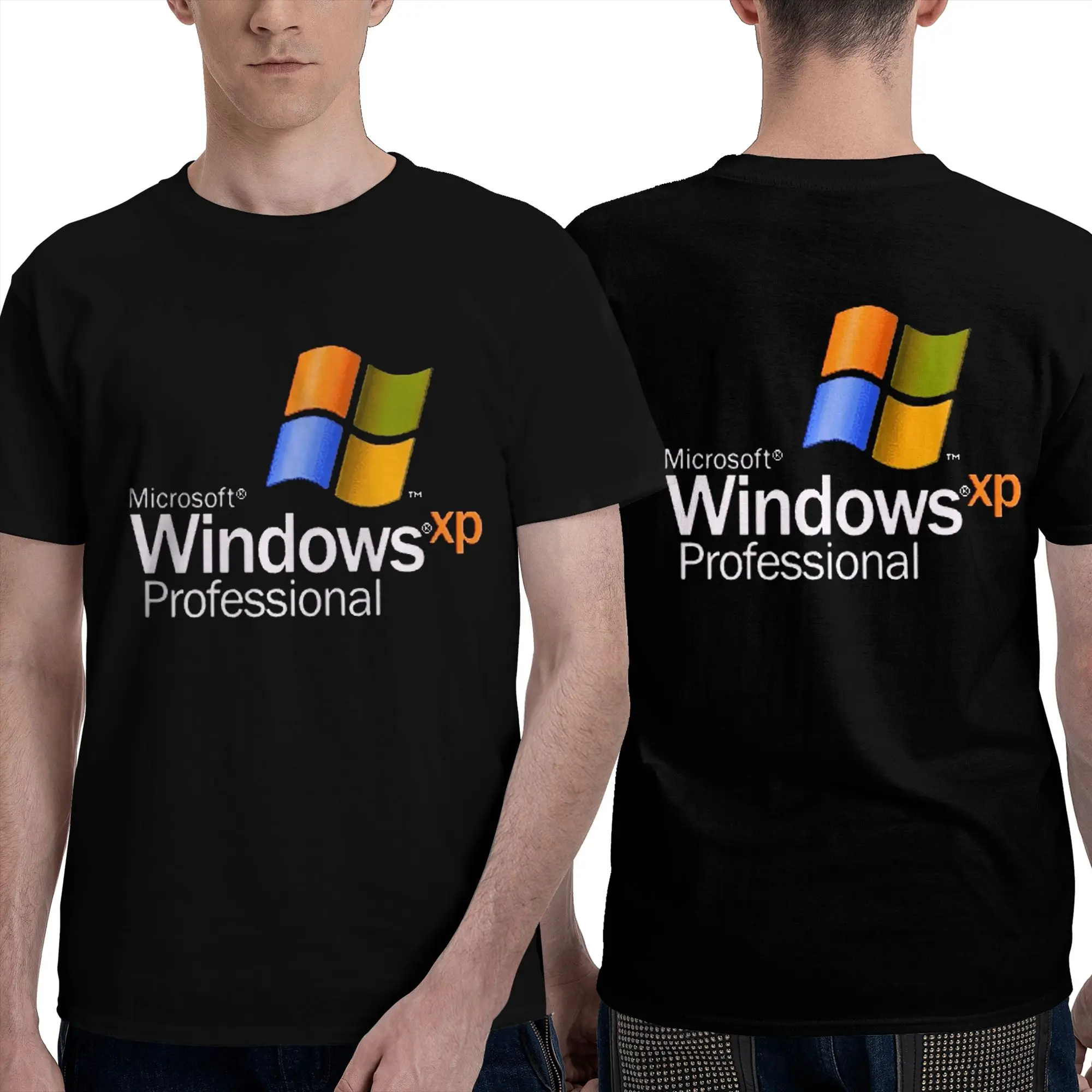 Windows XP  Men T-Shirt Double Sided Plus Size T Shirts Men's O-Neck Cotton Tees Short Summer Male