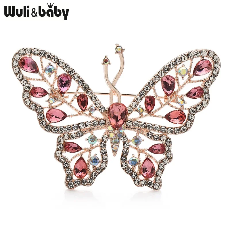 

Wuli&baby Classic Rhinestone Butterfly Brooches Pins For Women Unisex 5-color Shining Insects Party Office Brooch Gifts