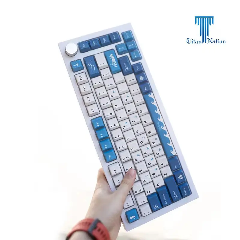 Titan Nation Santorini Thema Keycaps 134-toetsen Pbt Originele fabriekshoogte Thermische sublimatie Mechanische toetsenbordsleuteldop