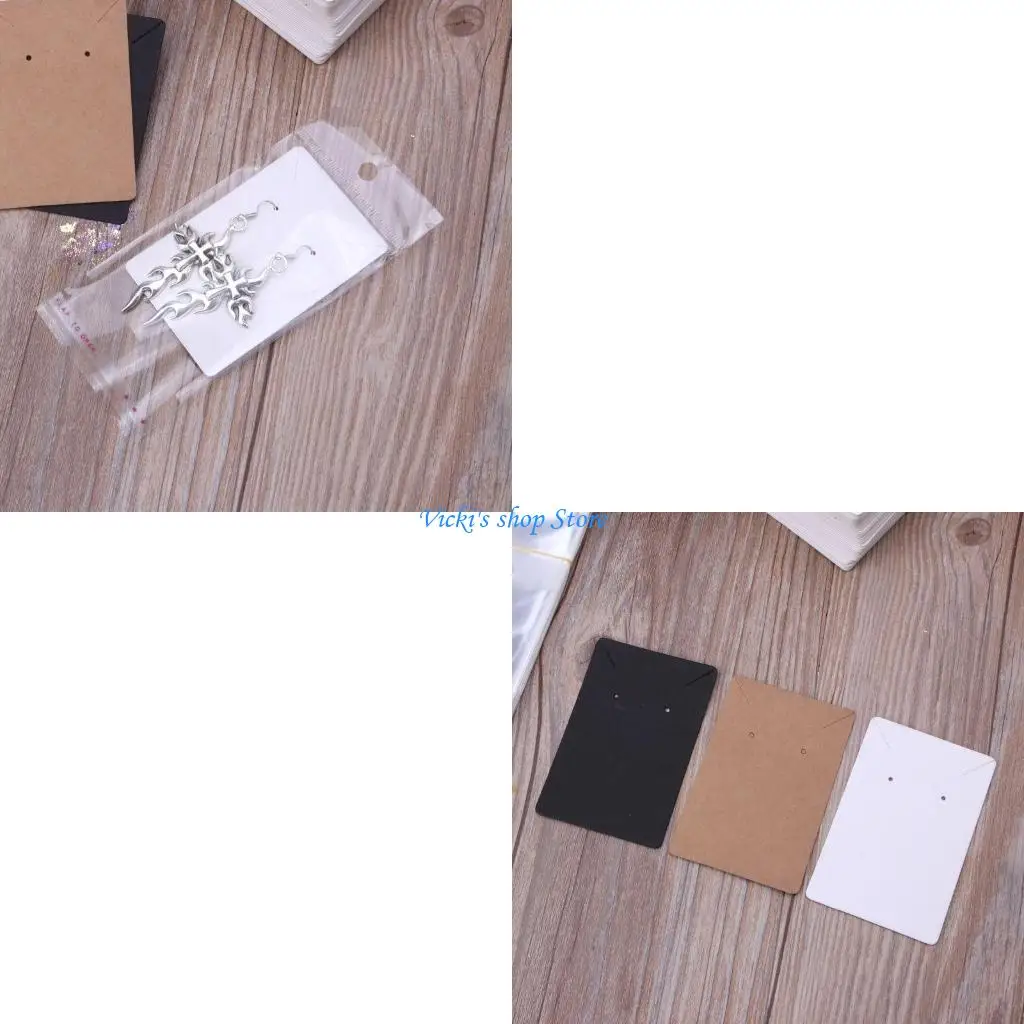 

100Pcs Blank Kraft Paper Jewelry Packaging Card Necklace Earring Display Cards