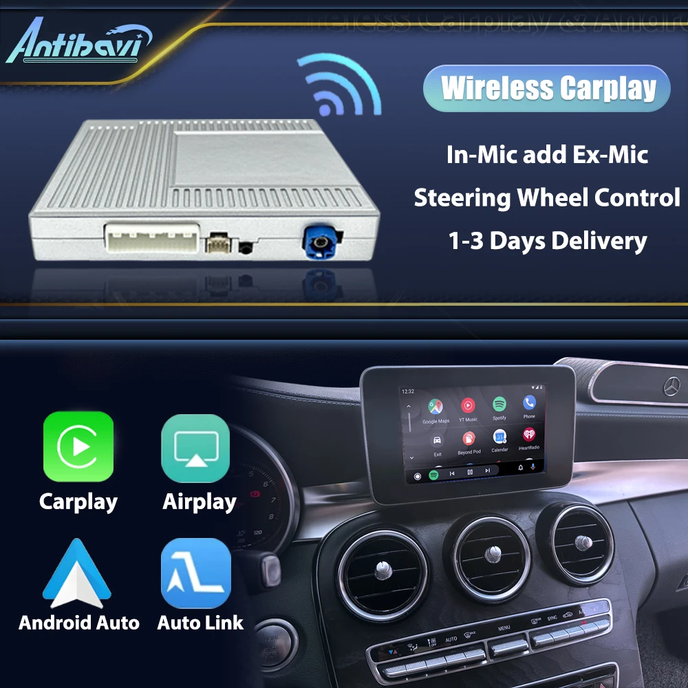 Wireless CarPlay NTG 3.0 3.5 4.0 For Benz W221 2006 07 08 09 10 11 12ys GLK C E Class Android Auto Mirror Link AirPlay Function