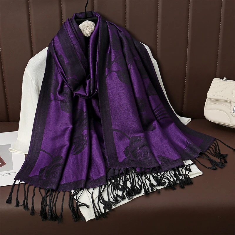 2024 Winter Scarf For Women Shawls Wrap Fashion Plaid Warm Thick Cashmere Scarves Lady Pashmina Female Bandana Quality Tassel