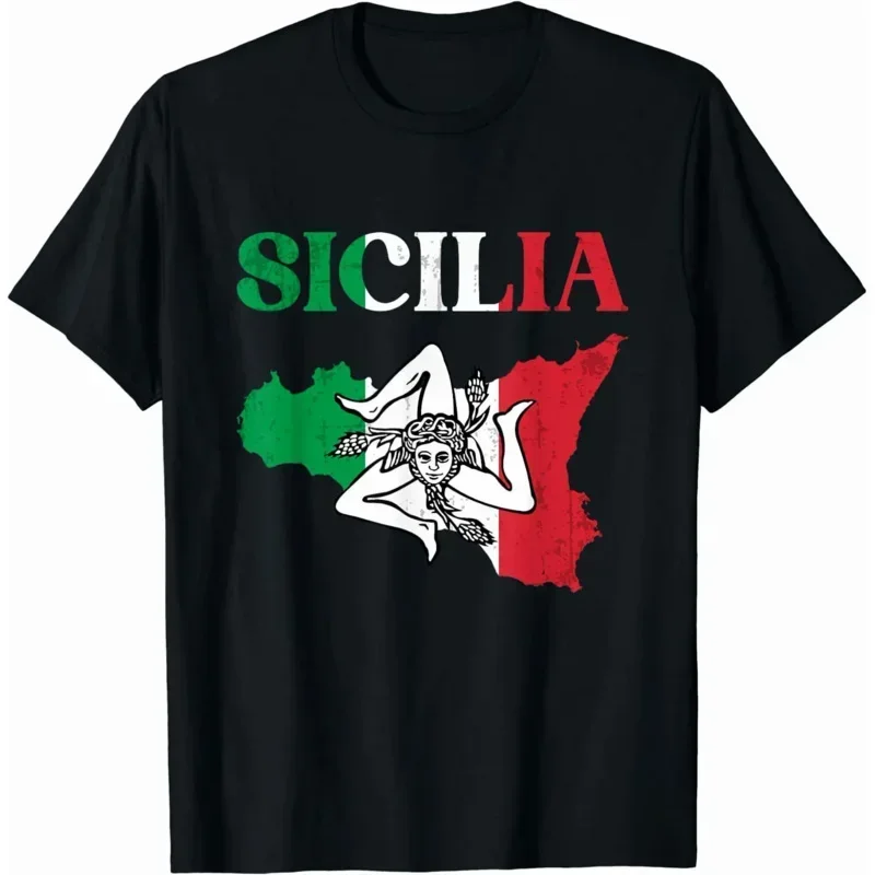 2024 funny summer new Sicilia Flag Sicily  Italy Size S-5XL oversized graphic tshirts harajuku clothing style cotton tops