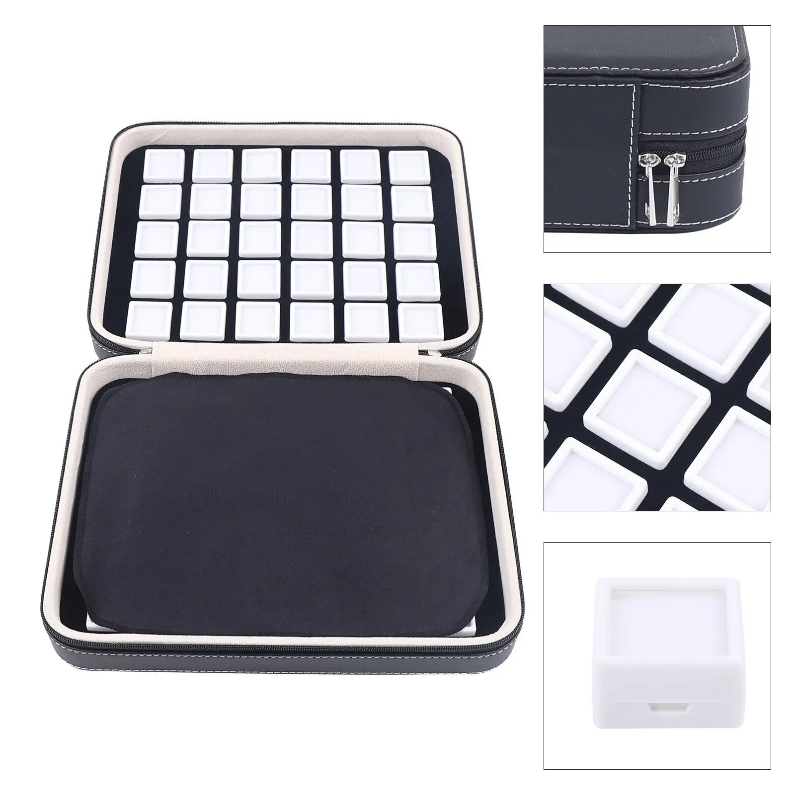 

Leather 60-Grid Gemstone Storage Case - Jewelry Display Box for Gems & Diamonds