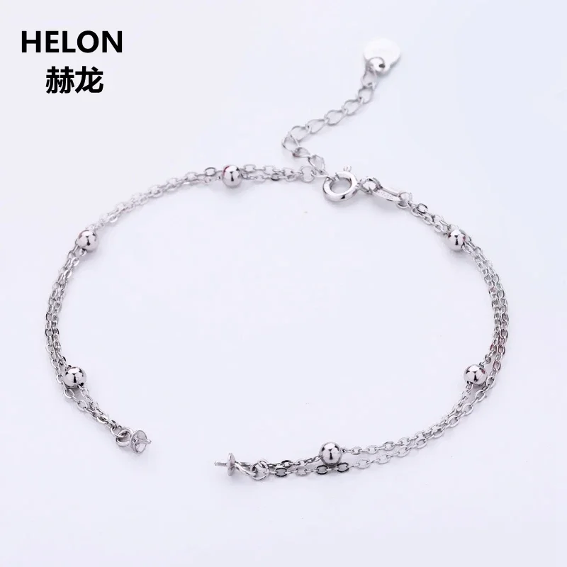 

925 Sterling Silver Women Bracelet Chain 9-13mm Pearl or Round Bead Semi Mount Bracelet Setting Wholesale