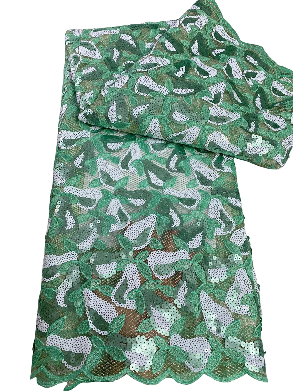 

Beautiful Double-Layer Mesh Sequins Sequence French Net Lace Latest African Tulle Mesh Fabric Nigerian Handcut Evening Wear Sew