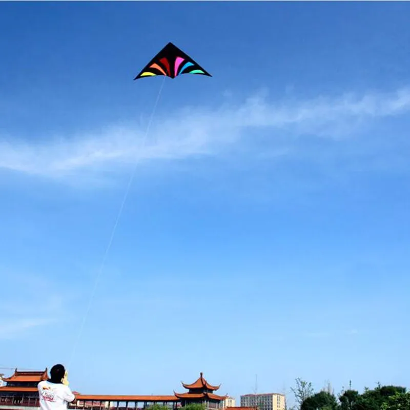 free shipping rainbow delta kites for adults reel windsocks kite flying children kite string weifang kite factory sports kite