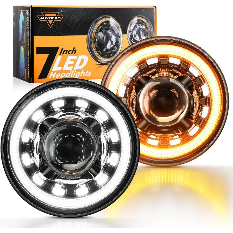 

7'' LED Headlights H6024 with Turn Signal DRL High Low Beam Round Headlights Compatible with 1997-2017 Jeep Wrangler JK TJ JL