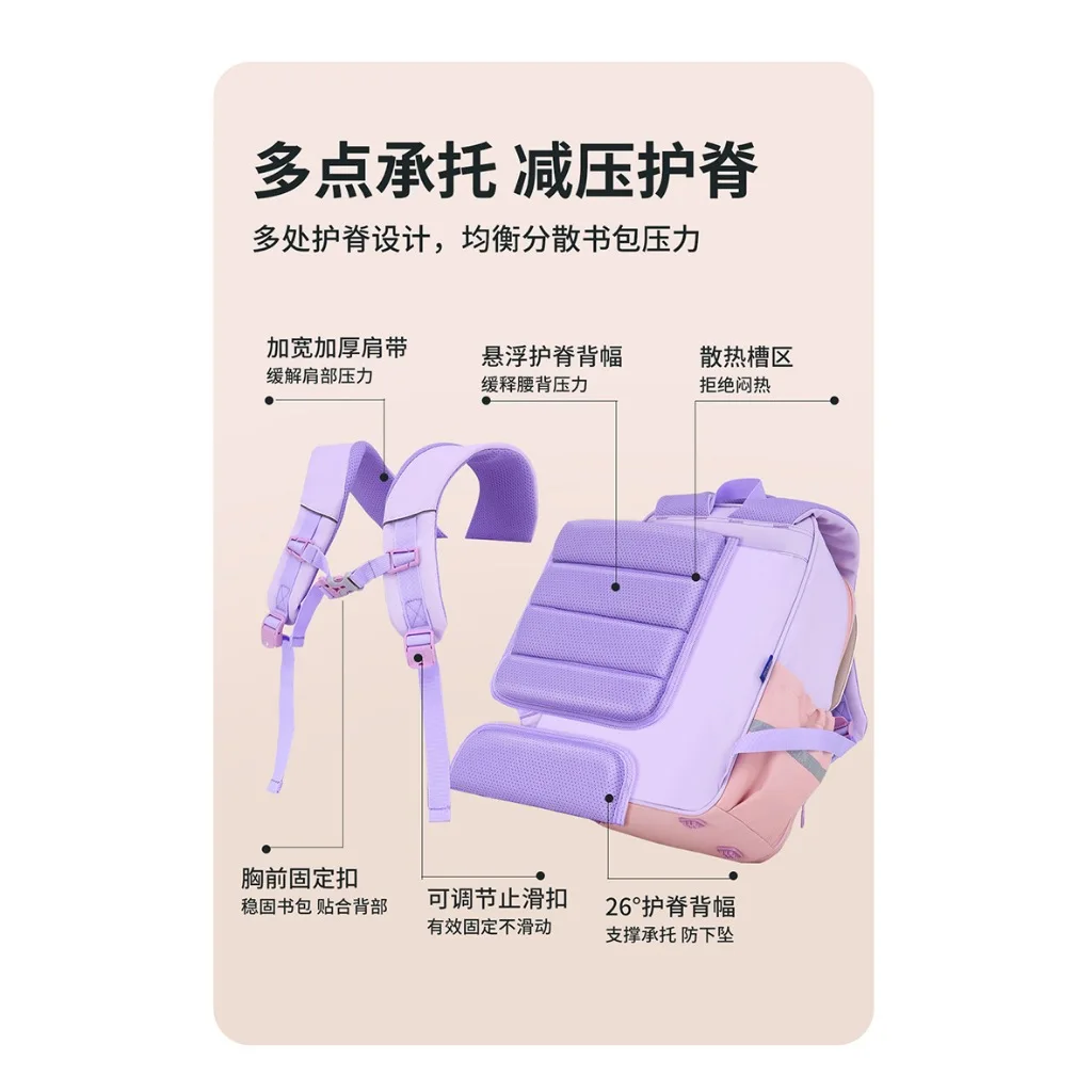 Primary school students' backpacks for grades 2 to 6, lightweight and spine-protecting backpacks for boys and girls, children's