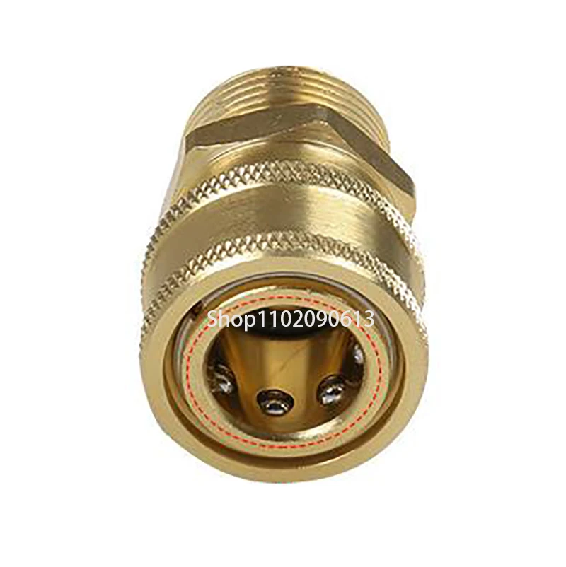 1 Pair Brass 3/8 Inch Quick Release Connector With M22 Thread 15mm Pin Adaptor For High Pressure Washer Hose And Outlet