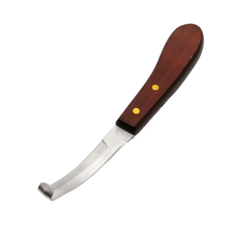 Coltello per zoccoli da cavallo 1 Pc coltelli per rifinire lo zoccolo con lama a doppio bordo in acciaio inossidabile con manico in legno strumento