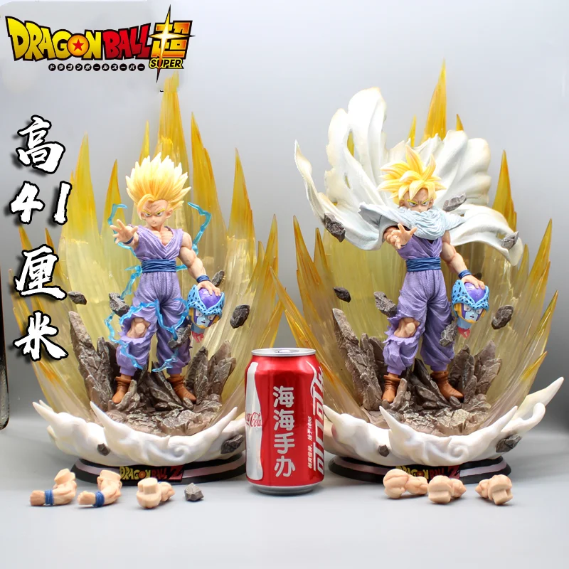 41cm Dragon Ball Z Son Gohan Figure Super Saiyan 2 Gk Dbz Cell Anime Figures Pvc Figurine Statue With Led Light Doll Toy Model