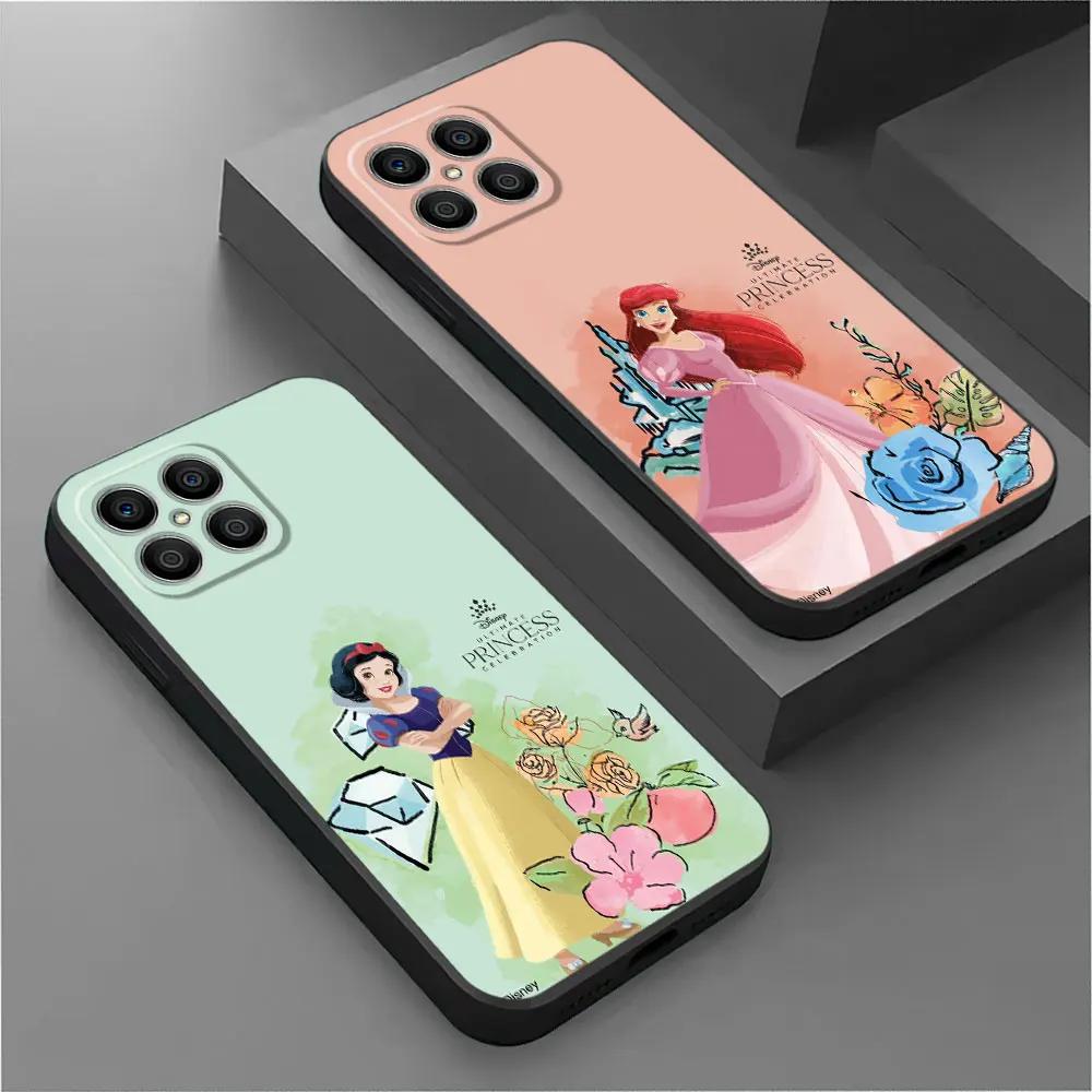 Case For Huawei Honor X8a X8 90 Lite X9a 8X 90 X7 Magic5 Pro P30 P40 P20 P Smart Z X6 Black Phone Cover Disney Flower Princess