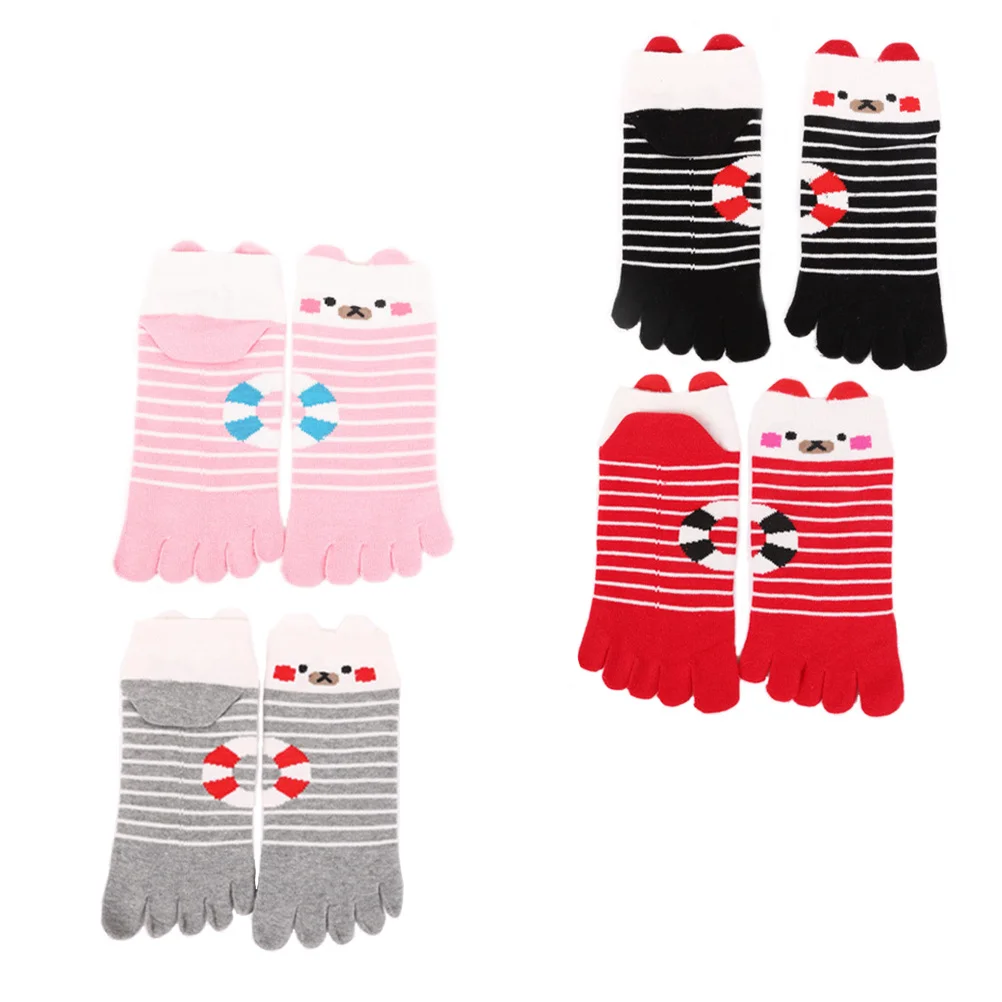 

4Pairs Christmas Five Toes Socks Soft Comfortable Breathable Cotton Jacquard Warm Xmas Festival Five Finger Toe Ship Socks Gift