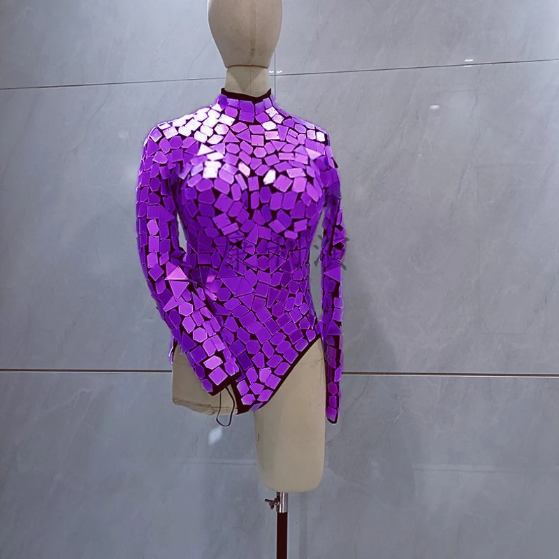 Body con espejo para mujer, disfraz de Gogo, Bar, club nocturno, Ds, Dj, ropa de baile de Jazz, traje de fiesta puesta en escena de cristal