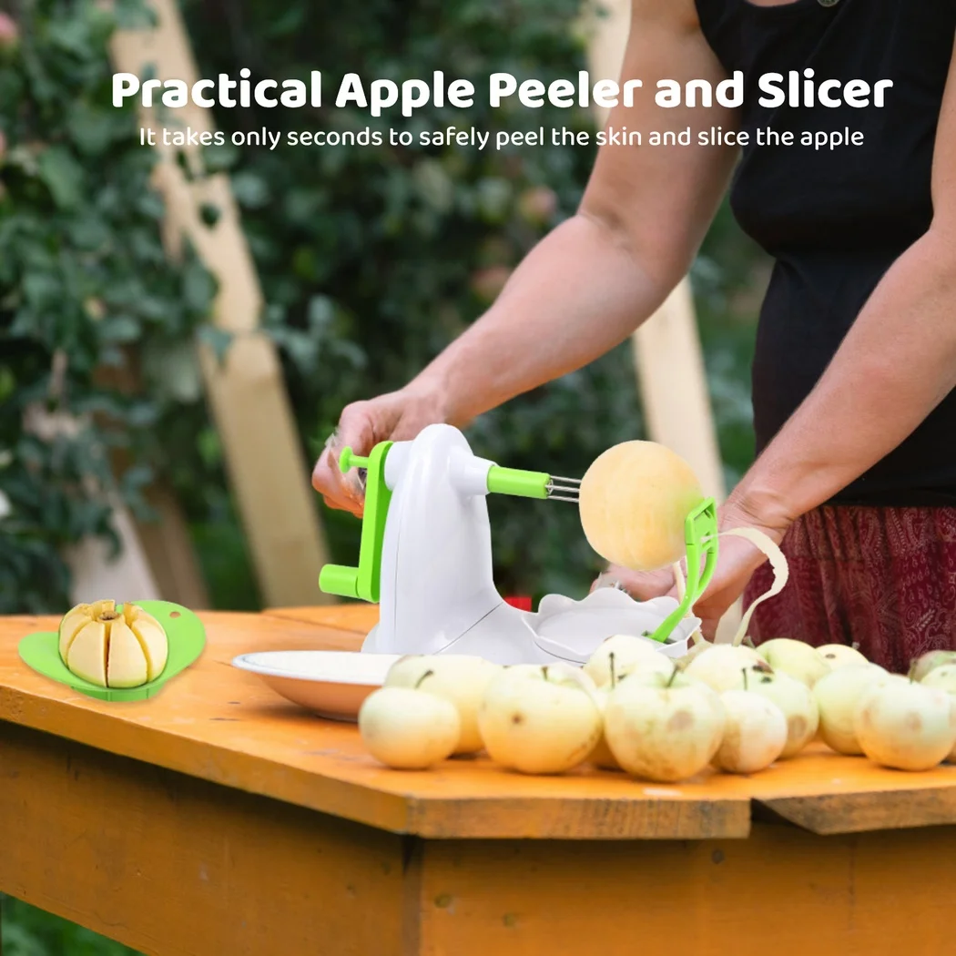 Apple Peeler And Slicer Apple Peeler With 8 Wedges Slicer Manual Rotary Apple Peeler Cutter Stainless Steel Blade Fruit Peeler