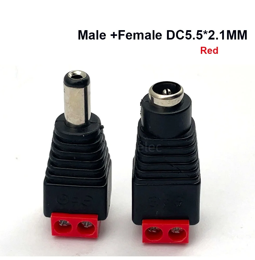5/10Pcs DC Power Male Female Plug Jack Connector Adapter 5.5 x 2.1mm  For 3528 5050 LED Strip Light Camera