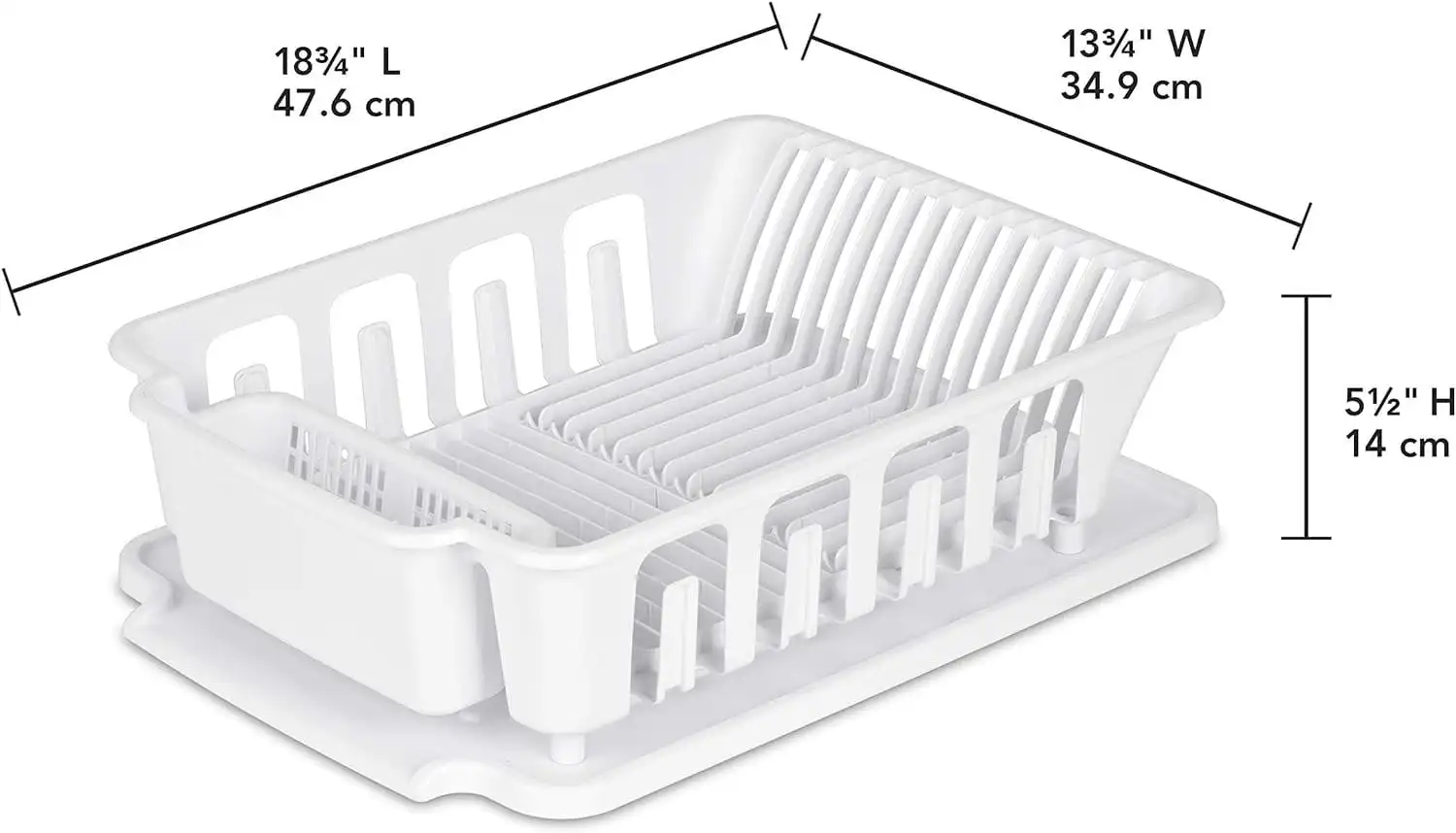 2-Piece Dish Rack Dish Drainer Set, White