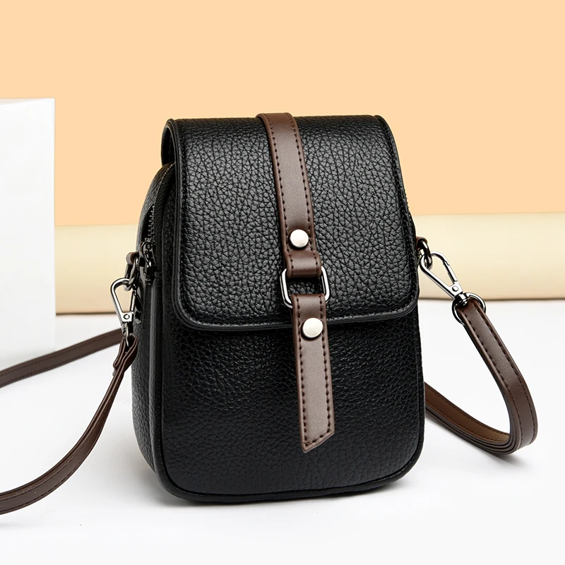 2026 Women's New Versatile Mobile Phone Bag Fashion Multi functional Crossbody Mini Leather Small Bolsas Leather Crossbody Bags