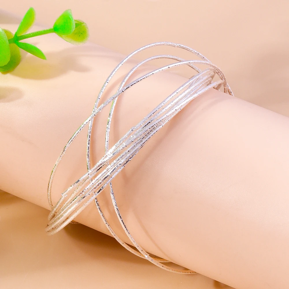 Aihua Mode Sterling Silber Grübchen Kreis Silber Farbe Armreifen Armbänder für Frauen Männer Liebhaber Hochzeit Verlobung Schmuck Geschenk – Detail 12